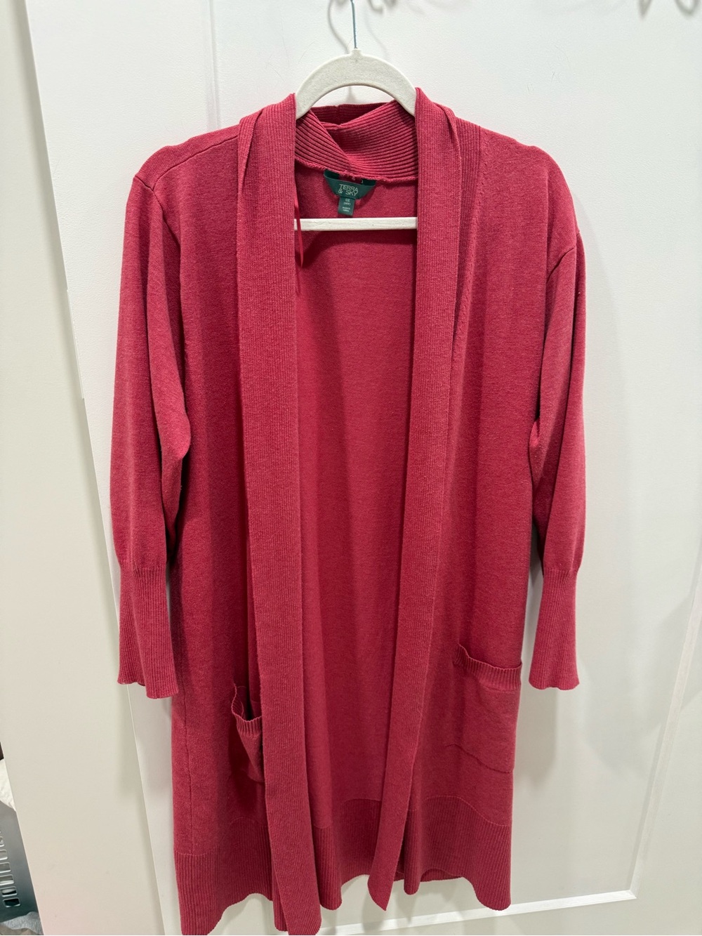 Terra & Sky Open-Front Long Cardigan - Rose